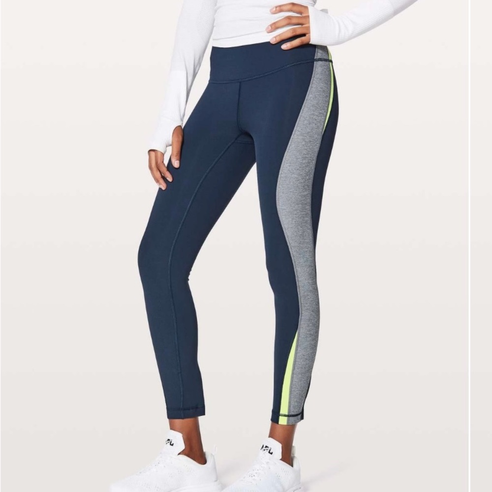 Lululemon Kick Serve Sweat Tight 25" -True Navy Heathered Slate / Sheer Lemon - Picture 5 of 15